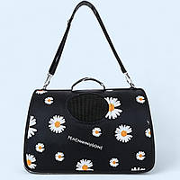 Сумка переноска для кота з вентиляцією, 24x37x17 см, Чорний (S)