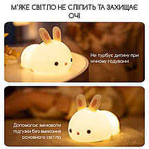 Світильник кролик Swan силіконовий LED нічник кролик для м'який силікон білий, фото 4