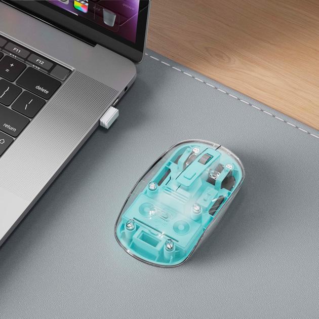 Комп'ютерна миша бездротова XO M12 Bluetooth Прозоро-синя