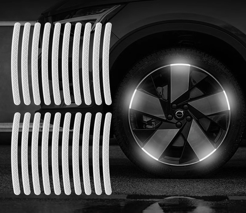 Світловідбивні смужки для дисків авто 3D Reflective Wheel Tire 20 штук Silver, фото 1
