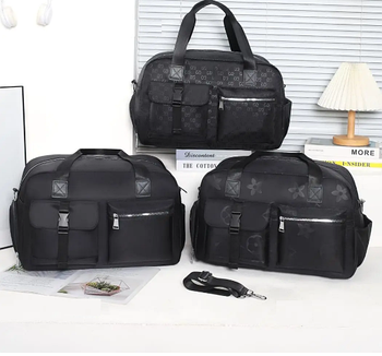 Сумка чорна спортивна дорожня на блискавці 47*28 см у різних варіантах VTTV