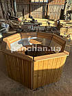 Малий банний чан для купання (2-4 чол.) з виносним котлом обшитий деревом, фото 3