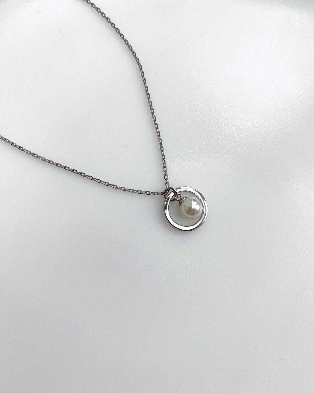 Срібне Кольє Перлина у колі
