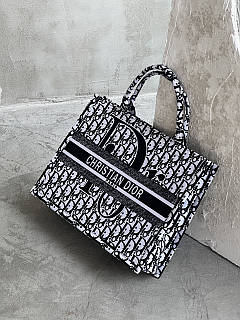 Сумка жіноча Dior шоппер текстиль Чорна буква