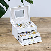 Шкатулка для прикрас біла тришарова 15*11*11 см Гранд Презент YHF-061-01