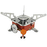 Газовий пальник кемпінгова плита газовий примус газова плита портативна з чохлом, похідний таганок, фото 6