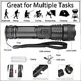 Ліхтар ручний Police X71A-HP50, ЗУ micro USB, 1x18650/3xAAA, zoom, індикація заряду, якісний ліхтарик, фото 3