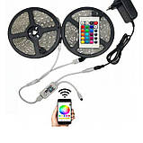 Світлодіодна стрічка SMD 5050 RGB LED 5 м IP65 з bluetooth контролем. підключення 220V, фото 8