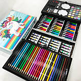 Набір для творчості в алюмінієвій валізі Єдиноріг 145 предметів, чемодан для малювання дитячий кейс. Колір:, фото 2