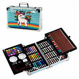 Набір для творчості в алюмінієвій валізі Єдиноріг 145 предметів, чемодан для малювання дитячий кейс. Колір:, фото 6