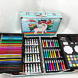 Набір для творчості в алюмінієвій валізі Єдиноріг 145 предметів, чемодан для малювання дитячий кейс. Колір:, фото 7