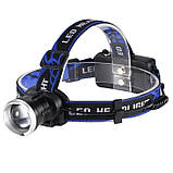 Налобний ліхтар Bailong BL-T24-P50 акумуляторний LED/Zoom 3 режими роботи, ліхтар на голову для риболовлі, фото 6