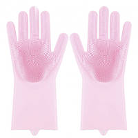 Силіконові рукавички Magic Silicone Gloves Pink для прибирання чистки миття посуду для будинку. Колір рожевий