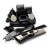 Машинка для стрижки 10в1 GEMEI GM-592, тример для бороди, триммер бездротової. Колір: чорний, фото 2