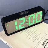 Годинник настільний DT-6508 з будильником та USB зарядкою із зеленим підсвічуванням, лід годинник настільний, фото 3