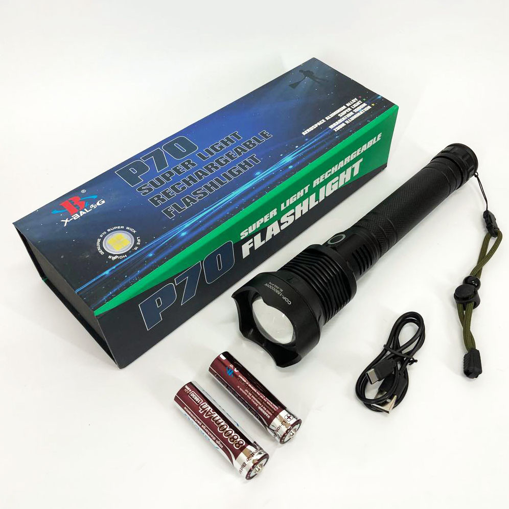 Потужний ліхтарик акумуляторний тактичний X-Balog BL-X92-P70 із зарядкою від USB, тактичний ліхтар, фото 1