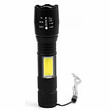 Ліхтарик акумуляторний ручний Bailong BL-29 діод T6 + COB зарядка від USB, ліхтарик led, водонепроникний, фото 6
