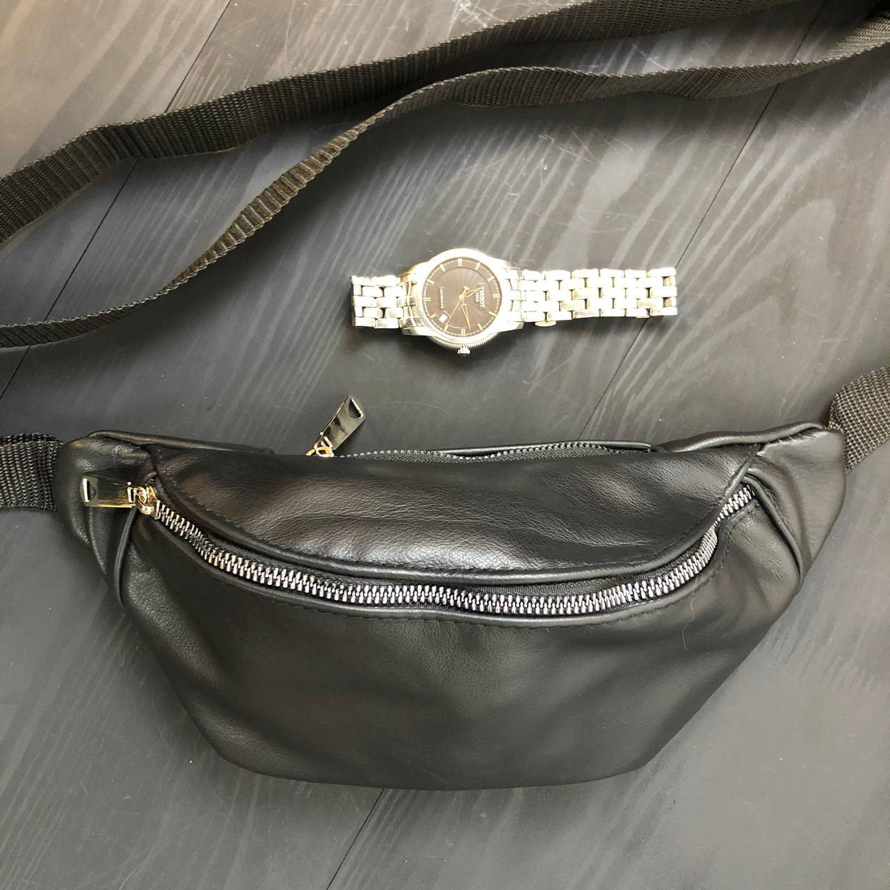 Бананка шкіряна. Сумка на пояс зі шкіри, Універсальна сумка нагрудна, Практична сумка на пояс, фото 1