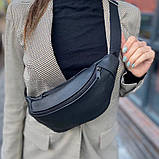 Шкіряна бананка, чоловіча сумка жіноча з натуральної шкіри, чорна барсетка, фото 3