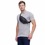 Шкіряна бананка, чоловіча сумка жіноча з натуральної шкіри, чорна барсетка, фото 4