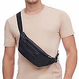 Шкіряна бананка, чоловіча сумка жіноча з натуральної шкіри, чорна барсетка, фото 5