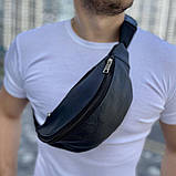 Шкіряна бананка, чоловіча сумка жіноча з натуральної шкіри, чорна барсетка, фото 6