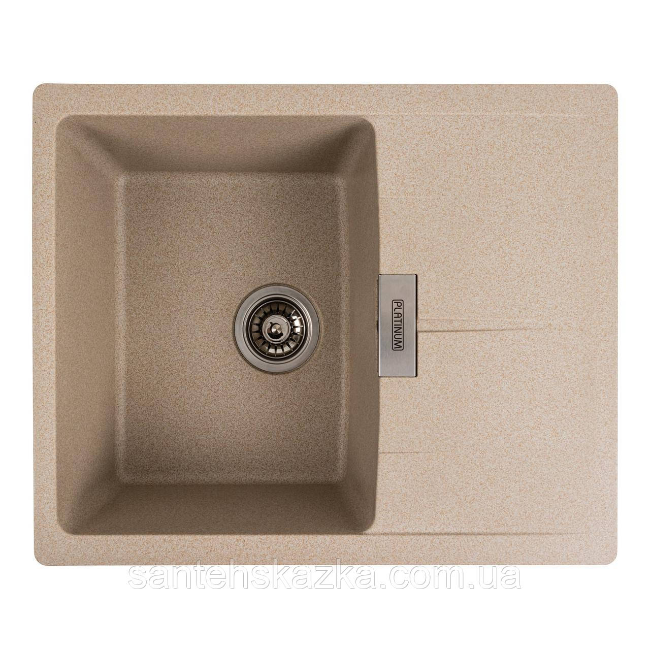 Гранітна мийка для кухні Platinum 6250 ZIRKONE матовий Сафарі, фото 1