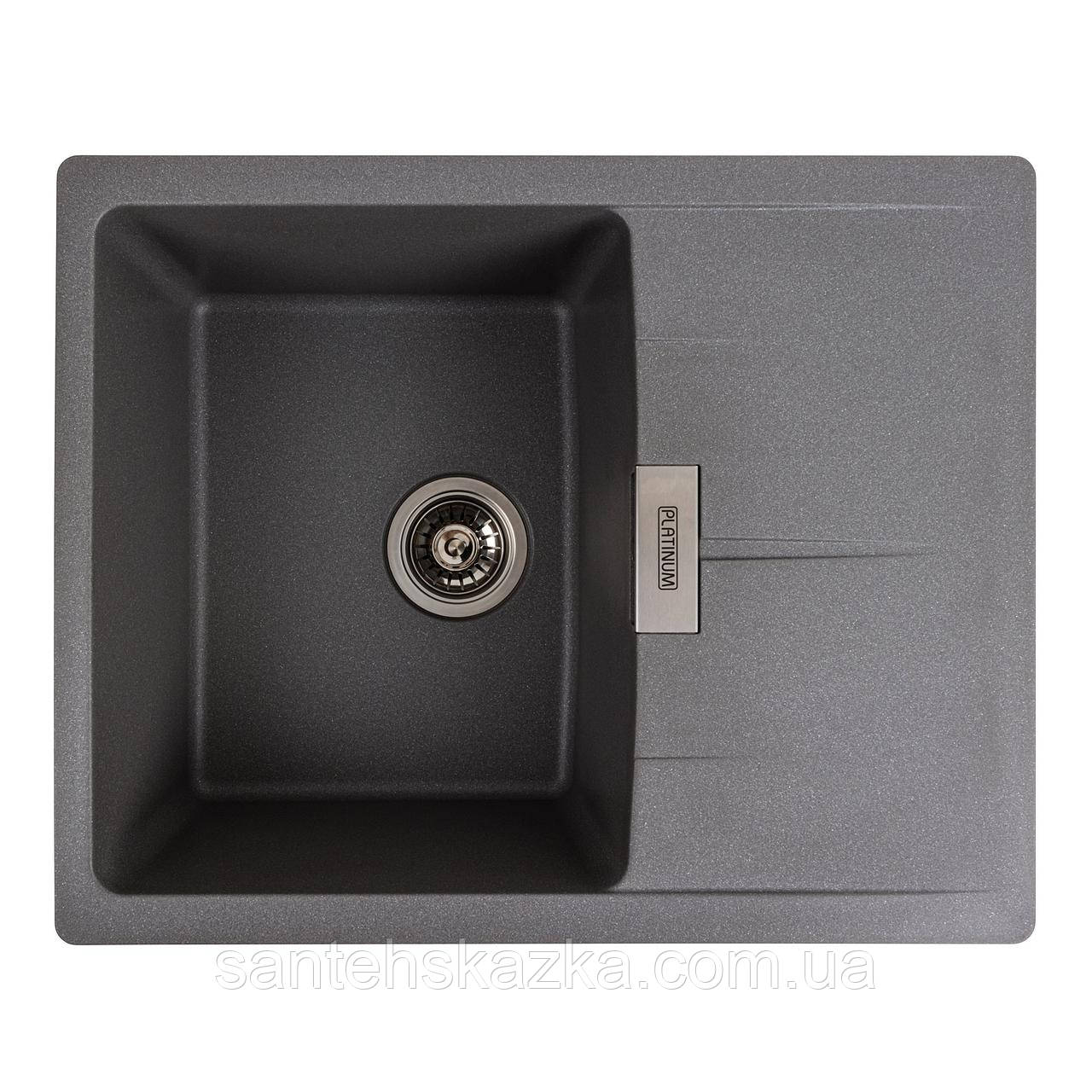 Гранітна мийка для кухні Platinum 6250 ZIRKONE матовий Сірий мусон, фото 1