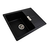 Гранітна мийка для кухні Platinum 6250 ZIRKONE матовий Чорний металік, фото 2