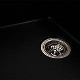 Гранітна мийка для кухні Platinum 6250 ZIRKONE матовий Чорний металік, фото 5