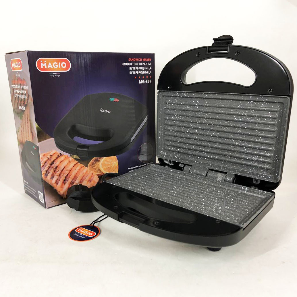 Сендвічниця бутербродниця-гриль MAGIO MG-367, гриль двосторонній контактний, вафельниця бутербродниця, фото 1