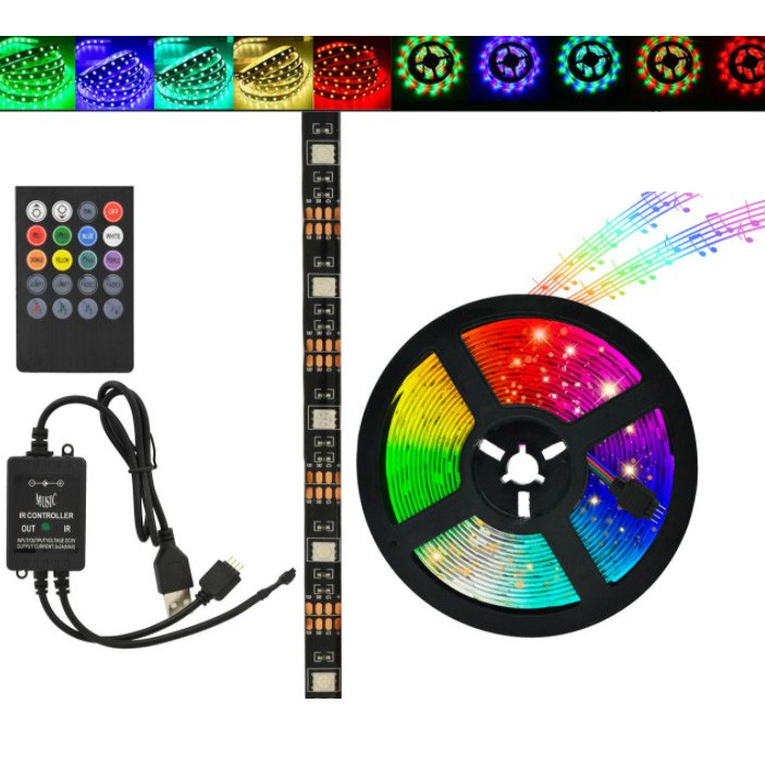 Світлодіодна стрічка SMD 5050 RGB LED 2 м IP65 з пультом та блоком живлення USB, 2м, Стрічка світлодіодна 5050, фото 1