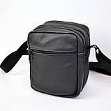 Сумка месенджер із натуральної шкіри, чоловіча велика сумка на 4 кишені з чорною блискавкою, фото 4