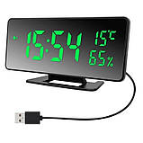 Настільний годинник електронний VST-888-4 світлодіодний дзеркальний із зазначенням температури вологості, фото 3