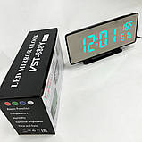 Настільний годинник електронний VST-888-4 світлодіодний дзеркальний із зазначенням температури вологості, фото 5