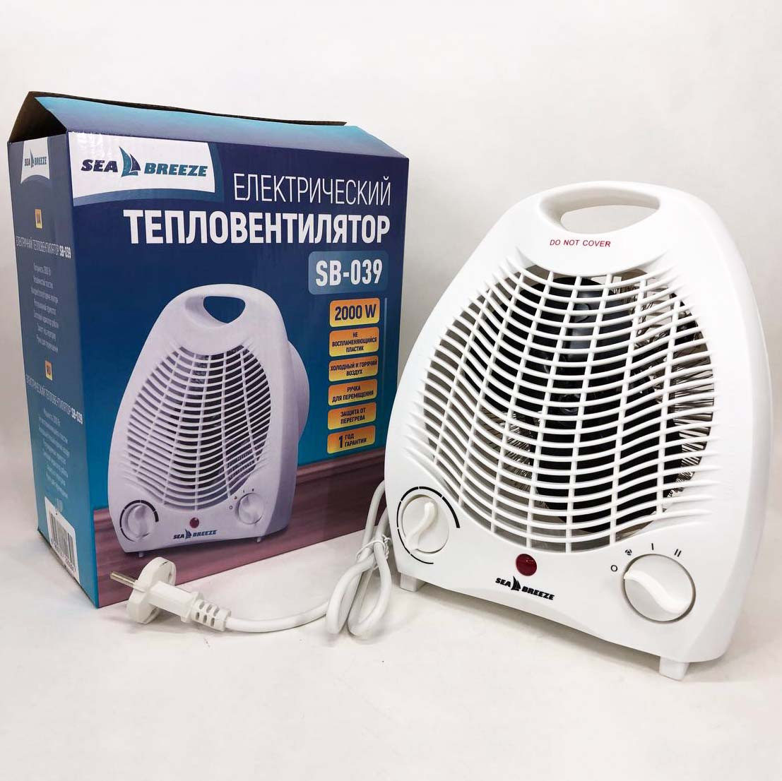 Тепловентилятор кімнатний Sea Breeze SB-039 2000 Вт, підлоговий обігрівач, портативний тепловентилятор, фото 1