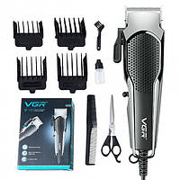 Машинка для стрижки VGR V-130 провідна професійна з насадками для окантовки триммер для волосся