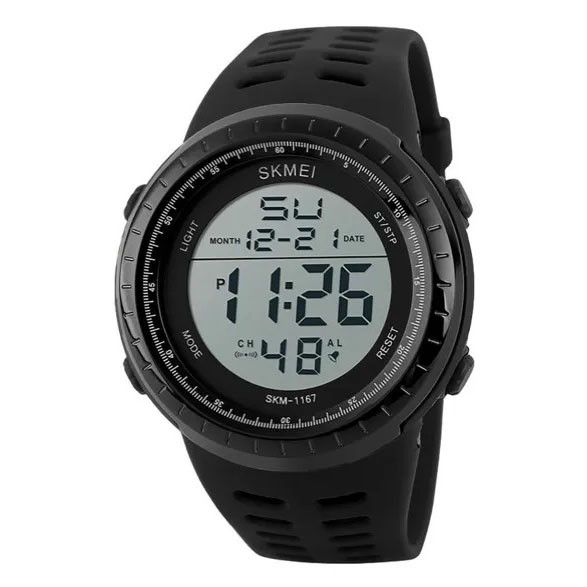 Годинник наручний чоловічий SKMEI 1167BK BLACK, армійський годинник протиударний. Колір: чорний, фото 1