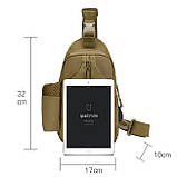 Тактична сумка через плече - водонепроникна сумка слінг з кордури на 4 кишені. Колір: койот, фото 4