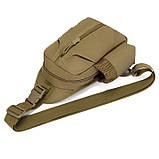 Тактична сумка через плече - водонепроникна сумка слінг з кордури на 4 кишені. Колір: койот, фото 7