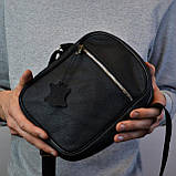 Сумка з натуральної шкіри чоловіча, месенджер шкіряний чорний, якість, чоловіча сумка через плече, фото 2