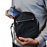 Сумка з натуральної шкіри чоловіча, месенджер шкіряний чорний, якість, чоловіча сумка через плече, фото 3