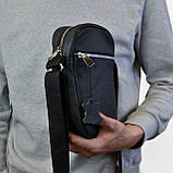 Сумка з натуральної шкіри чоловіча, месенджер шкіряний чорний, якість, чоловіча сумка через плече, фото 5