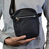 Сумка з натуральної шкіри чоловіча, месенджер шкіряний чорний, якість, чоловіча сумка через плече, фото 6