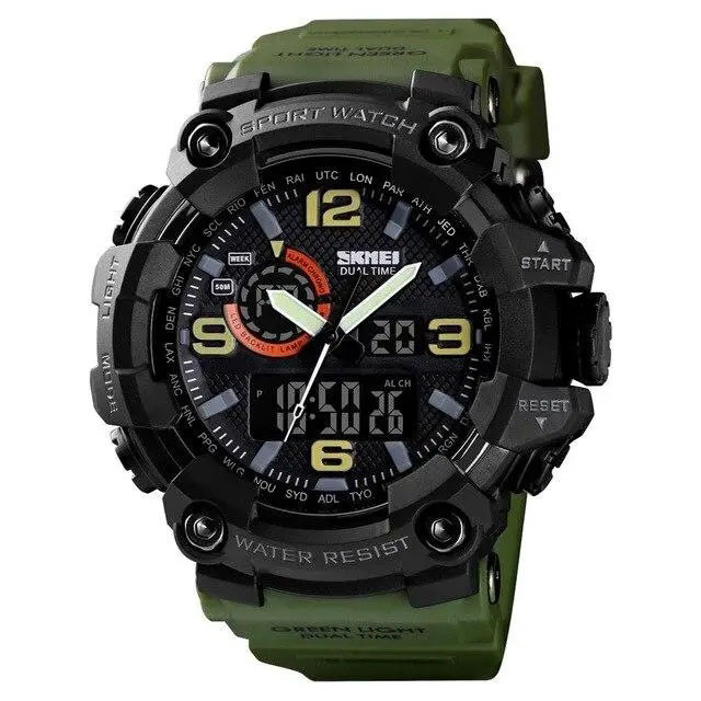 Годинник наручний чоловічий SKMEI 1520AG ARMY GREEN, військовий чоловічий наручний годинник зелений. Колір: