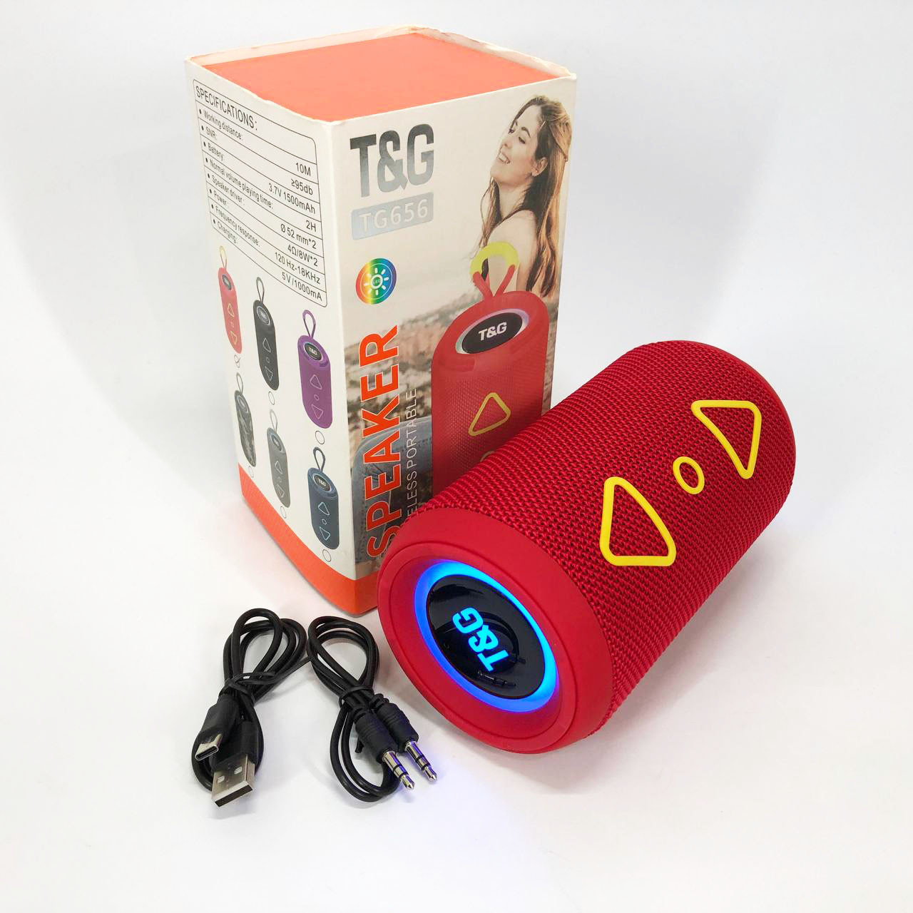 Bluetooth колонка портативна TG656 FM-радіо, акумуляторна колонка для музики. Колір: червоний, фото 1