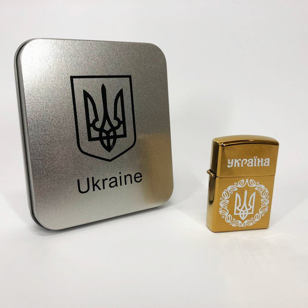 Дугова електроімпульсна USB Юсб запальничка Україна металева коробка HL-447. Колір: золотий, фото 1
