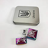 Дугова електроімпульсна запальничка USB Україна металева коробка HL-446. Колір: хамелеон, фото 5