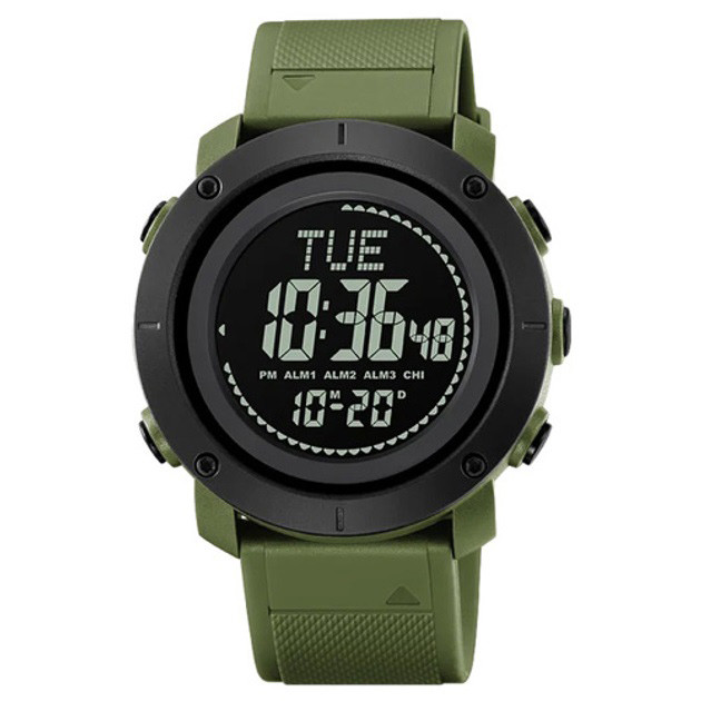 Годинник наручний чоловічий SKMEI 2095AG, годинник тактичний протиударний, армійський годинник. Колір: зелений, фото 1
