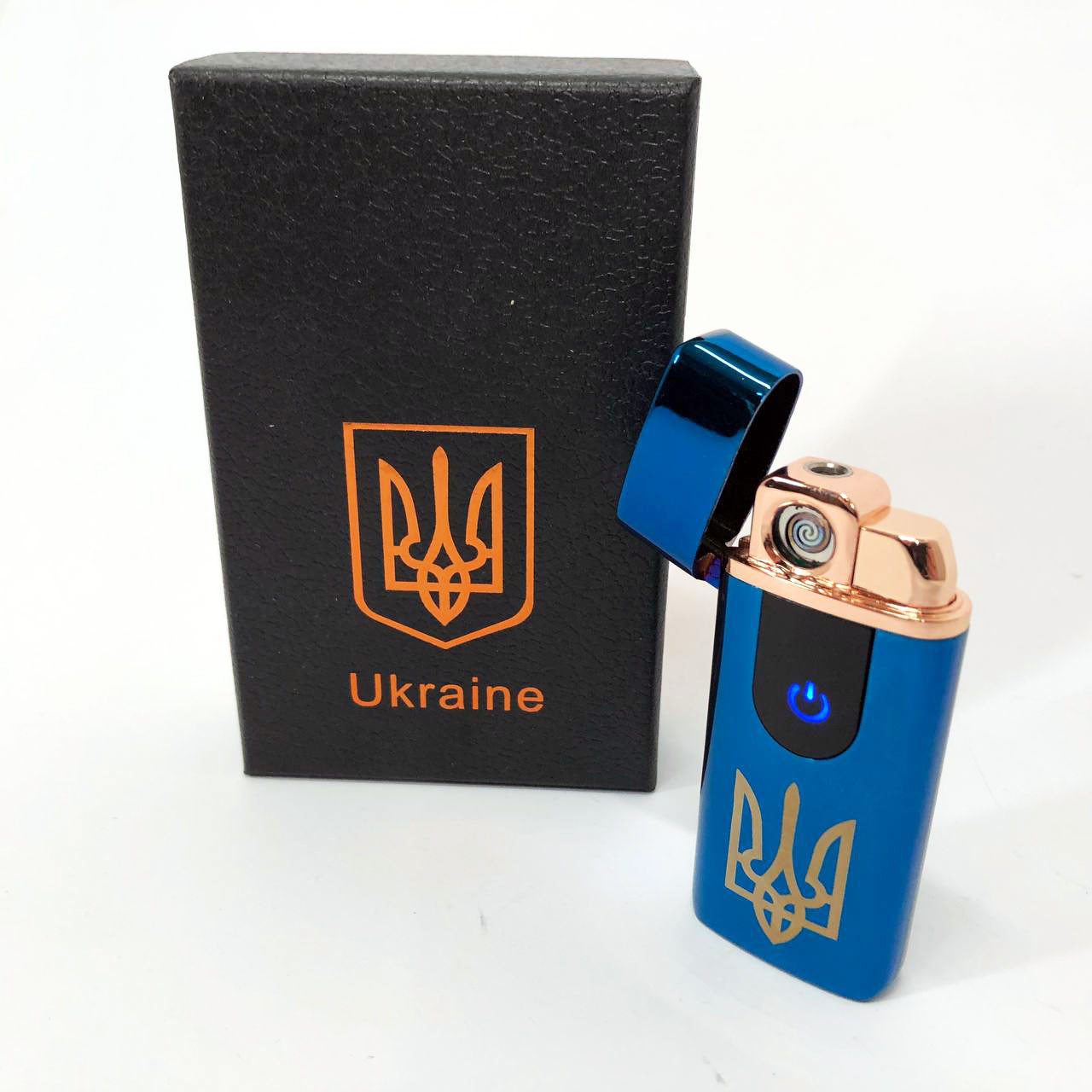 Електрична та газова запальничка Україна із USB-зарядкою HL-431, запальничка спіральна. Колір: синій, фото 1